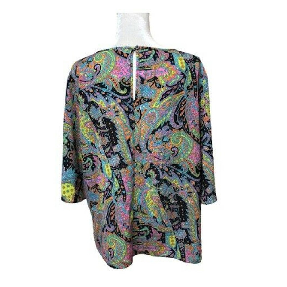 Le Gali Paisley-Print Jewel-Neck Blouse Top Large - Picture 4 of 4